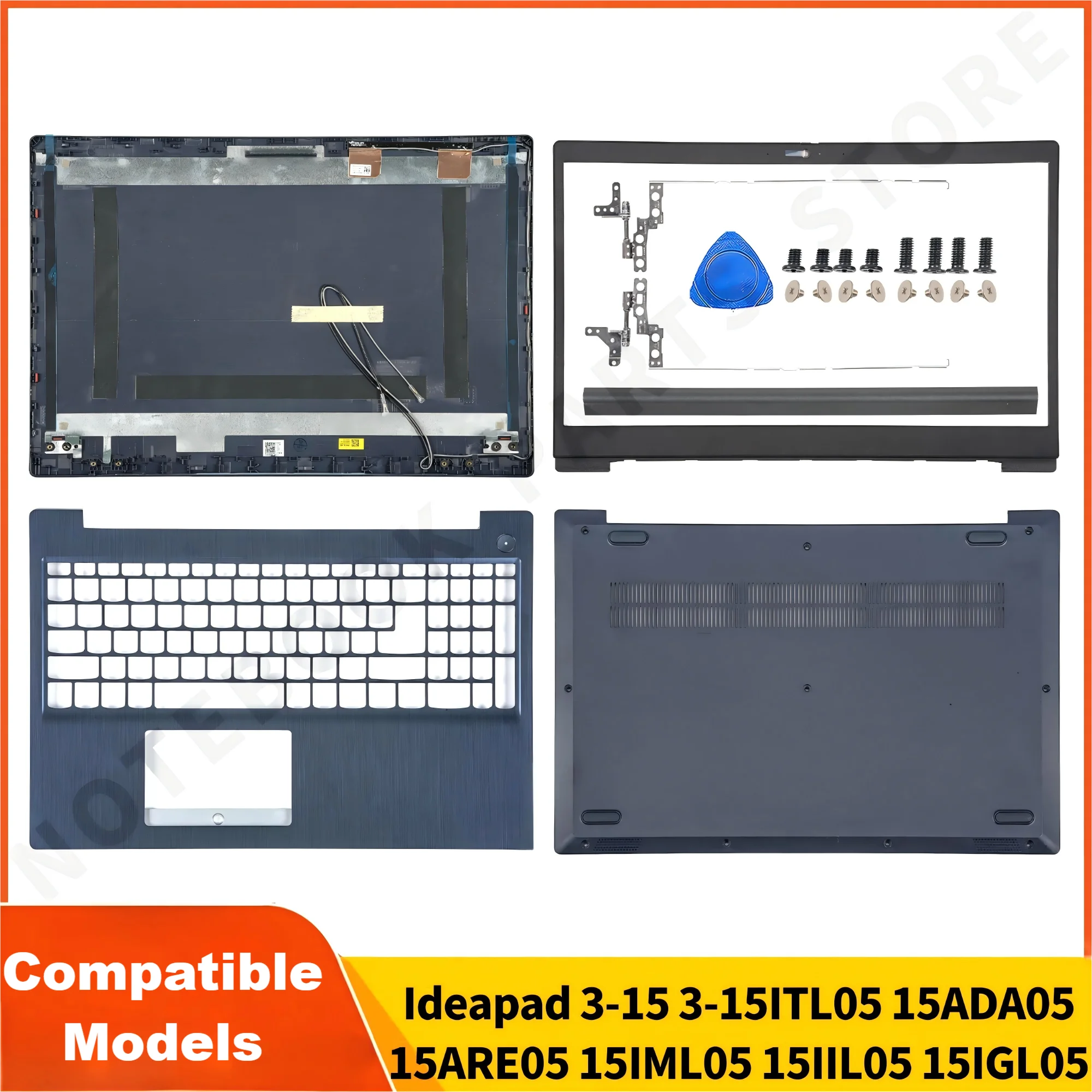 Nowe części AP1JV 000240   Dla Ideapad 3-15ARE05 15IML05 15IIL05 15IGL05 15ITL05 15ADA05 LCD Tylna pokrywa Bezel Palmrest Bottom GS552