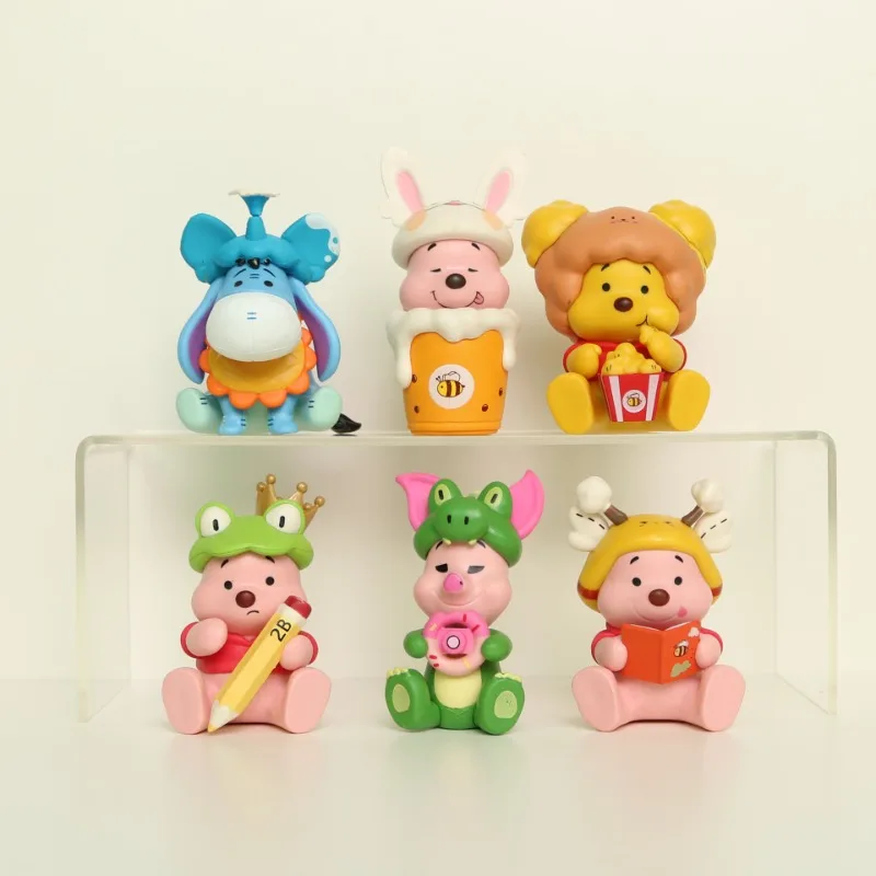 โมเดลของเล่นตุ๊กตาหมีปูห์จากอนิเมะ ของตกแต่งรถยนต์ ของตกแต่งโต๊ะทำงาน ของประดับจิ๋วสุดน่ารัก