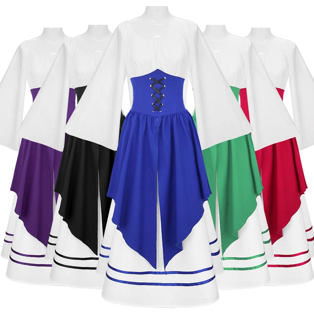 

Adult Women's Medieval Vintage Long Dress For Ball Party Stage Performance Clothing Halloween Costume For Woman