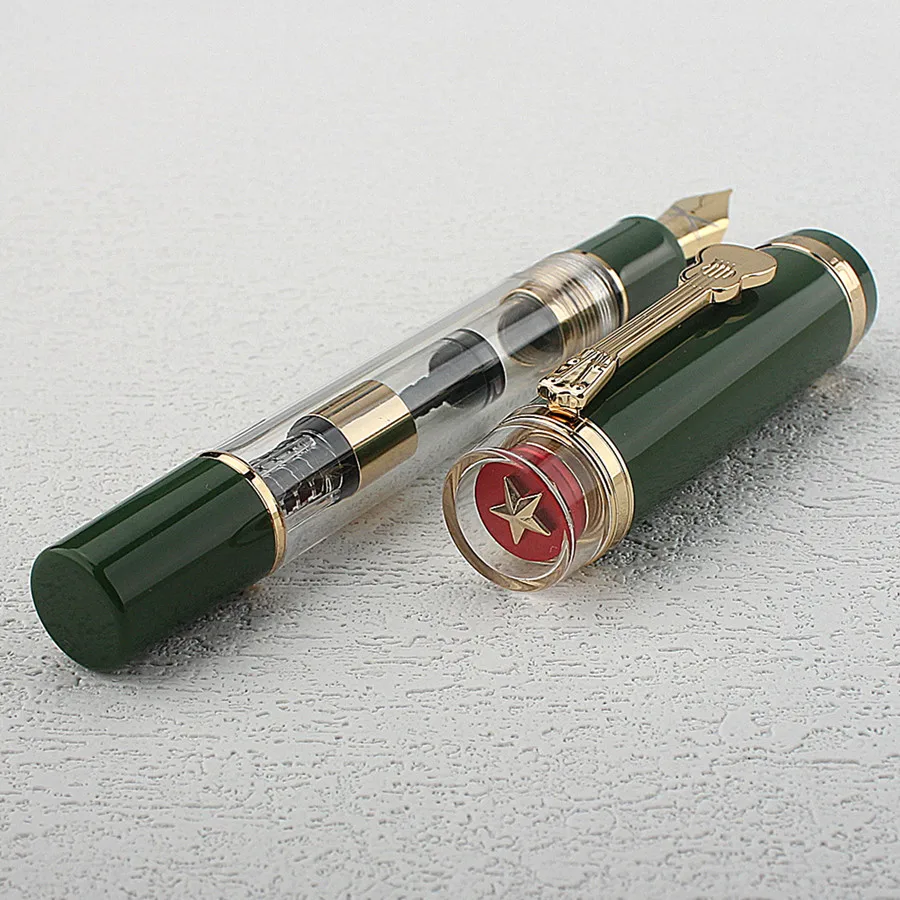 

NEW Jinhao 1935 TIANDAO Fountain Pen Luxury Guitar Clip 0.5/0.7MM Nib Transparent Red Writing Ink Pens Office School Stationary