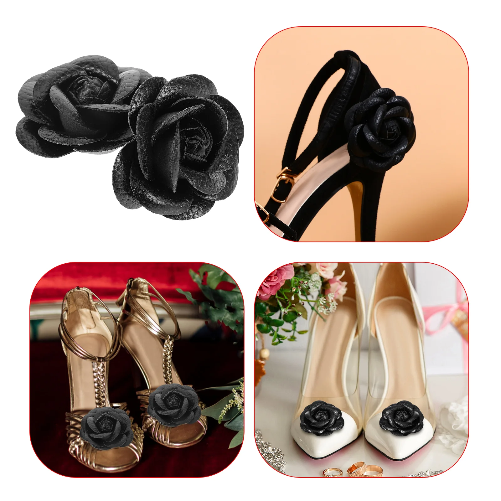 Shoe Clips for Women Wedding Corsage Boot Decorations High Bride Corsages Black Mother Women's Sandals