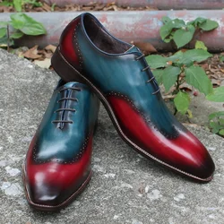 Men's Big Size Wing-tip Oxford Dress Shoes Handcrafted Calfskin Real Leather Classic Wedding Party Luxury Formal Shoes for Men