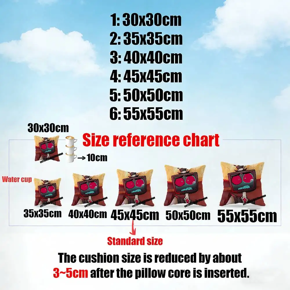 

For Vox H-HazbinS Throw Pillow Case Sham 45x45cm 40x40cm Square Car Pillowcase Pad Cushion Cover