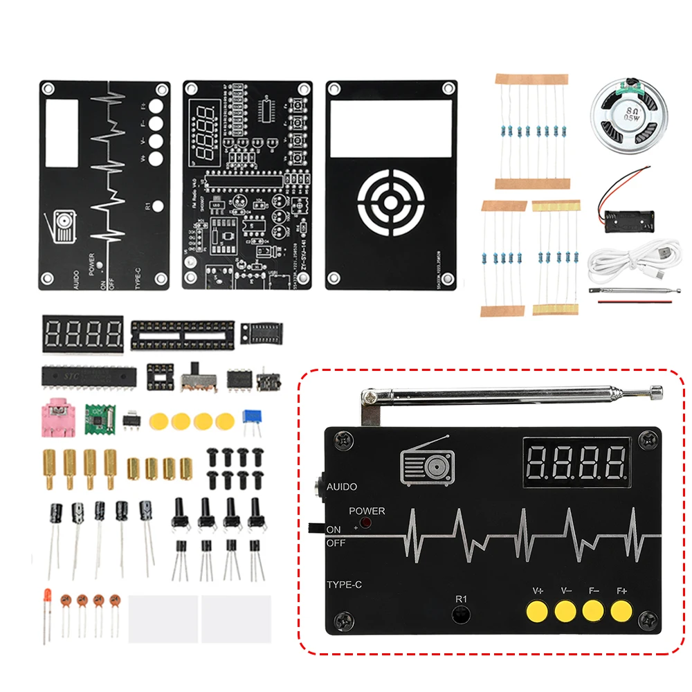 RDA5807M FM Radio DIY Kit 87-180MHz Red Digital Display Electronics Projects Soldering Practice Kit with Automatic Search