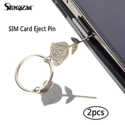 2Pcs Anti-Lost Eject Sim Cards Tray Open Pin Needle Key Tool Eject for Mobile Smartphone SIM Remover Accessories