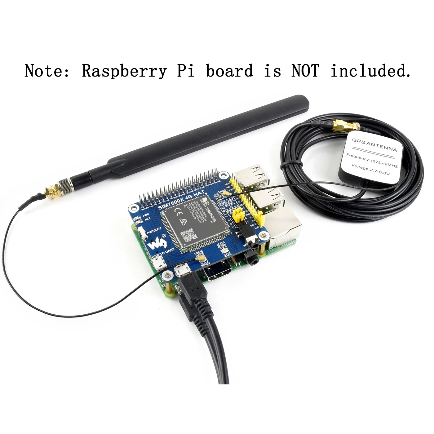 Papan ekspansi GPS 4G LTE, Kit pemula topi modul 2 W untuk RPI Raspberry Pi 5 4 Model B 3 3A 3B Plus Zero