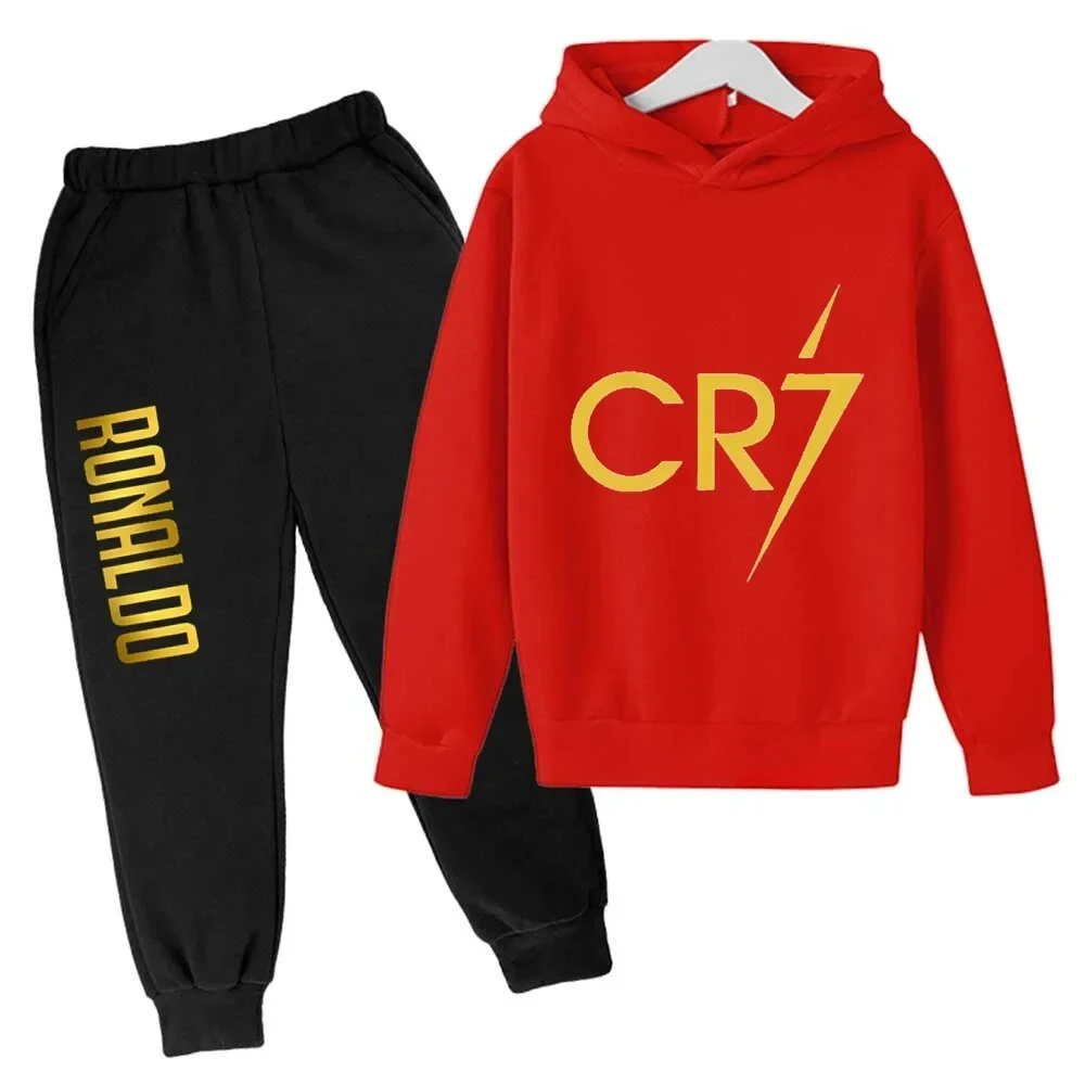 2024 cristiano ronaldo cr7 Cosplay Kostüme Kinder Fußball Idol Hoodie Set Hosen Kinder Jungen