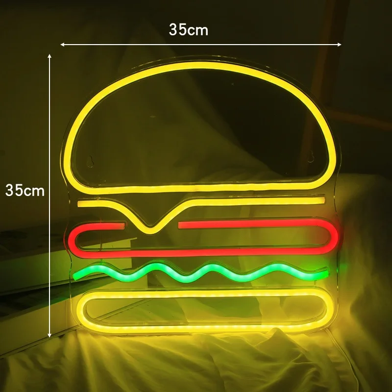 Letrero de neón de cocina de celebridades de Internet, hamburguesa, Pizza, patatas fritas, Ramen, palomitas de maíz, letrero de luz brillante, restaurante, Bar, decoración del mercado nocturno