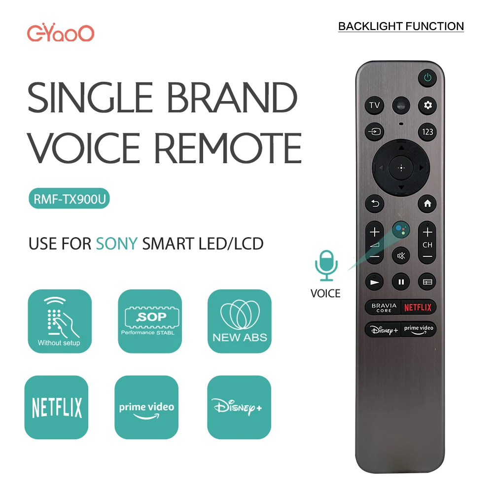 RMF-TX900U Voice Remote Backlight Compatible with Sony 4Κ 8K HD TV KD-43X81K KD-43X82K KD-43X85K KD-43X80K Replace Controller