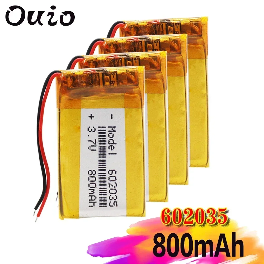 3.7v 602035 800mAh Lithium Li Ion Polymer Rechargeable Battery For DVR GPS Car Tachograph Bluetooth Headphone Battery