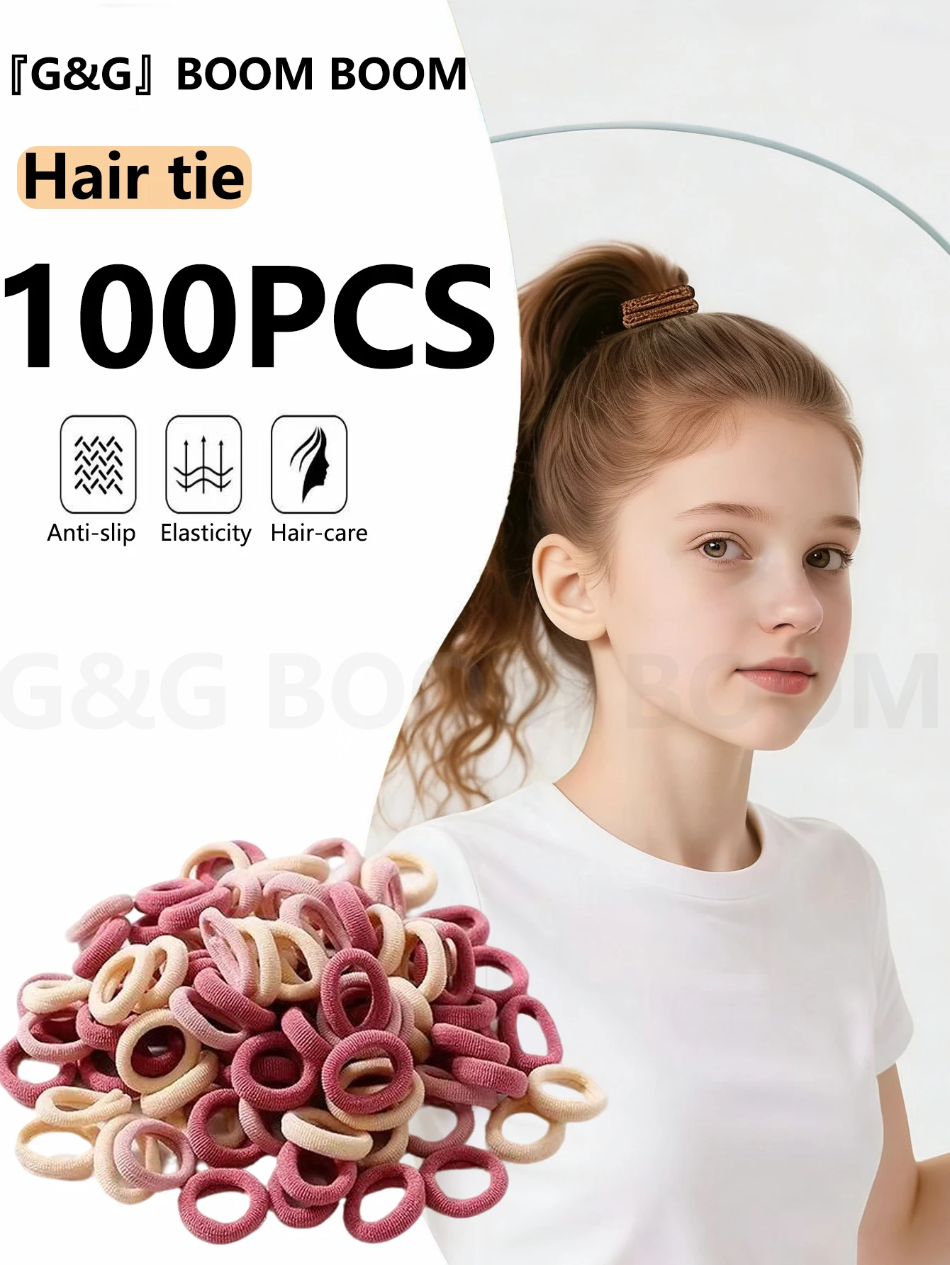 

100Pcs Solid Color Hair Bands for Girls Kids Ponytail Hold Hair Tie Rubber Bands Hairhoop Scrunchie Hair Accessories