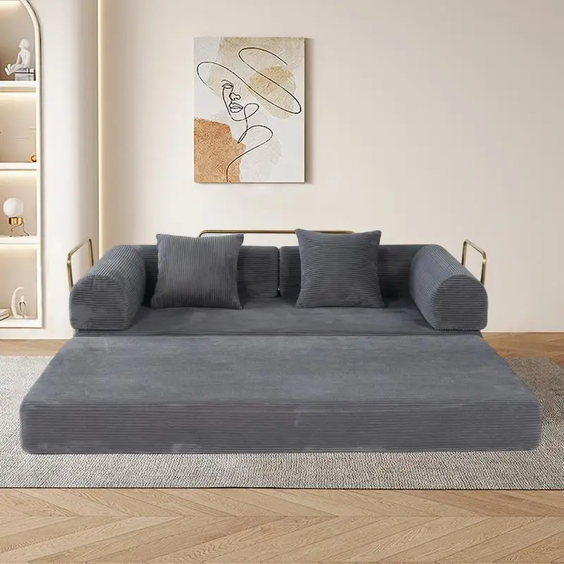 Divano letto pieghevole Divano letto compresso convertibile da 75 pollici con materasso imbottito in memory foam e 2 cuscini per il soggiorno