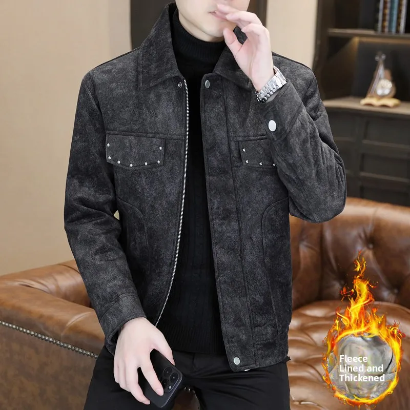 

Winter Thiened Fce Lined Fitn Sportswear Casual Jaet Men's Warm Sli Long Sve Polyester Fiber Coat