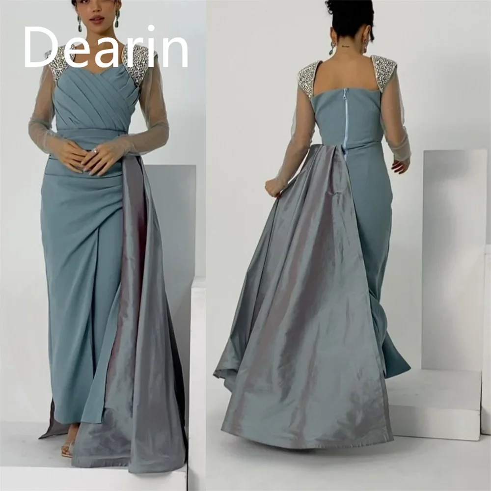 

Customized Evening Gown Dearin Off-the-shoulder Column Floor Length Skirts Fold Bespoke Occasion Dresses Prom Saudi Arabia Forma