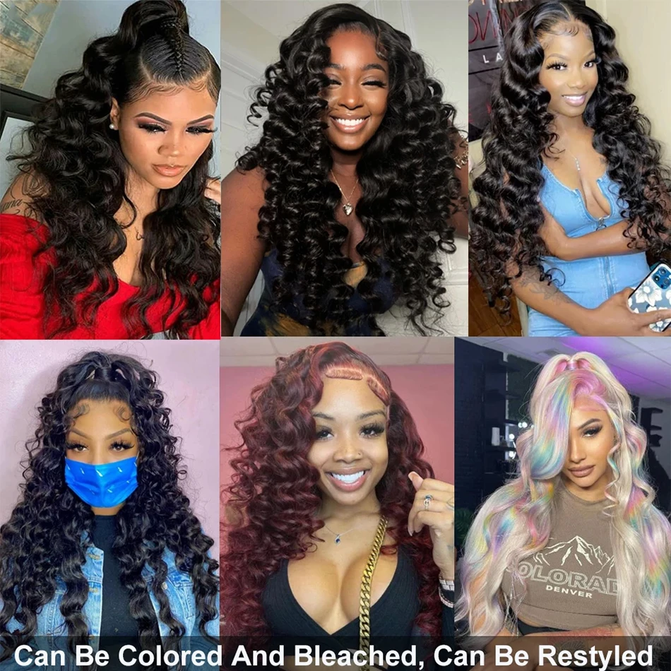 Loose Body Wave Bundles with Frontal Ear to Ear 13x4 Brazilian Human Hair 3 Bundles with 4x4 HD Transparent Lace Closure Natural