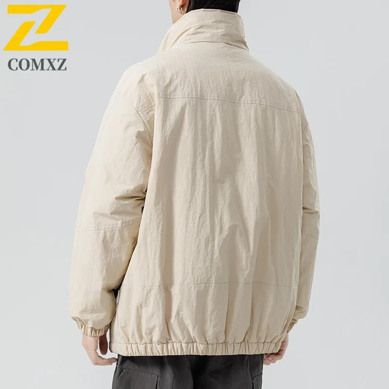 COMXZ 2025 الرجال سترة قطن الخريف الشتاء يمكن ارتداؤها العصرية تنوعا سميكة الدافئة مقنعين أسفل سترة في الهواء الطلق معطف سستة عادية