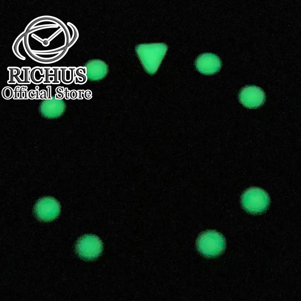 RICHUS NH35 28.5mm Green Luminous watch Dial Pink Watch face Fit NH35 Movement