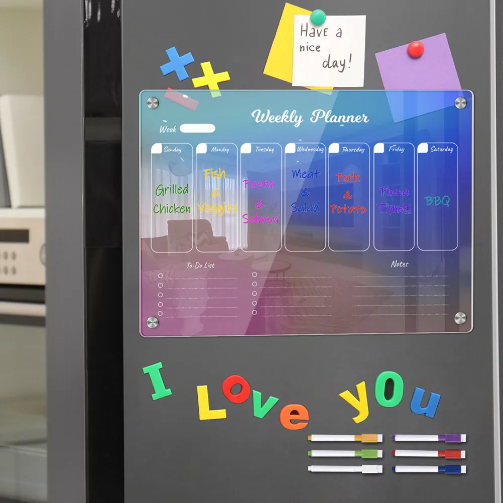 

Набор из 1 магнитной доски для заметок, маленькая сухостираемая доска для планирования на холодильник, еженедельный органайзер, напоминание о расписании, планировщик задач