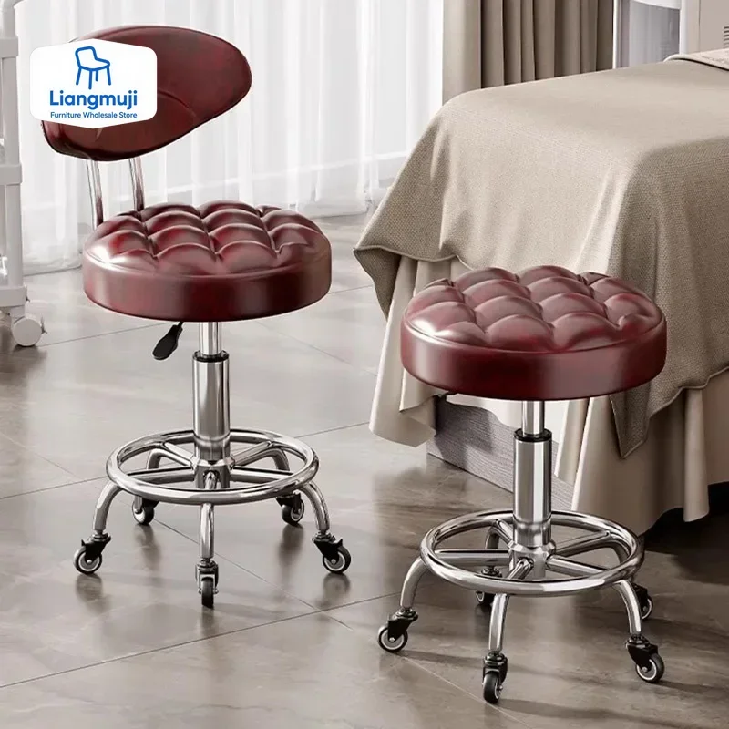 Barber Chair Swivel Wheels Rotating Chair Salon Hair Stylist Barbershop Equipment Furniture Professional Rolling Silla Giratoria
