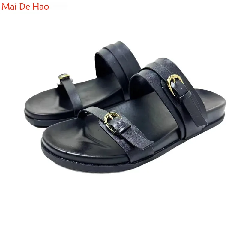 

2024 New Women's Shoes Summer Flats Flip Flops Dress Shallow Casual Female Slides Rome Open-toe Women Slippers Slingback Sandals