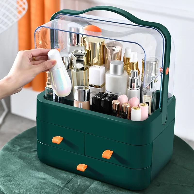 1Piece Cosmetics Storag Box With Lid Dust-Proof Drawer Skin Care Products Household Storage Box Shelf Cosmetics Receiving Box