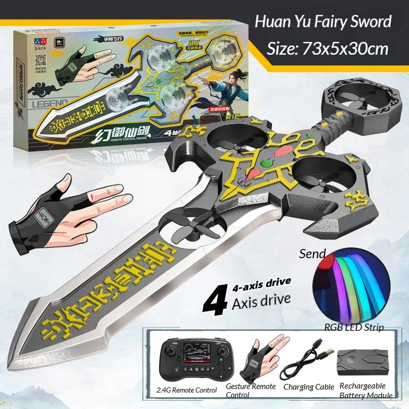 Magic Flying Sword Drone Gesture Control RC Quadcopter Altitude Hold LED Light Cool Outdoor Toy Gift for Boys Teens Adults