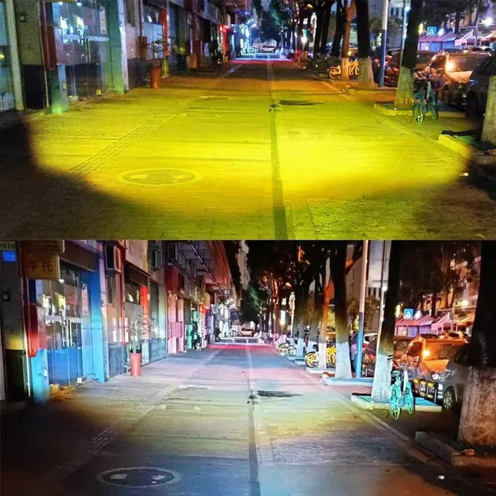 دراجة نارية LED الأضواء ثنائي اللون مرحبا/منخفضة شعاع أصفر أبيض 3 عدسة الضباب الخفيف لهوندا ياماها المصباح مصباح مساعد خارجي #4