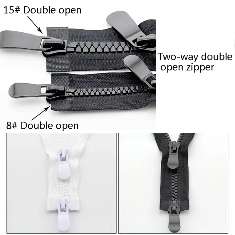 8 # 15 # مزدوج مفتوح سستة واحدة مفتوحة الراتنج سستة ل أسفل سترة معطف مفتوح نهاية طويلة البريدي DIY بها بنفسك الخياطة الحرف 70/80/90/100/سم #4