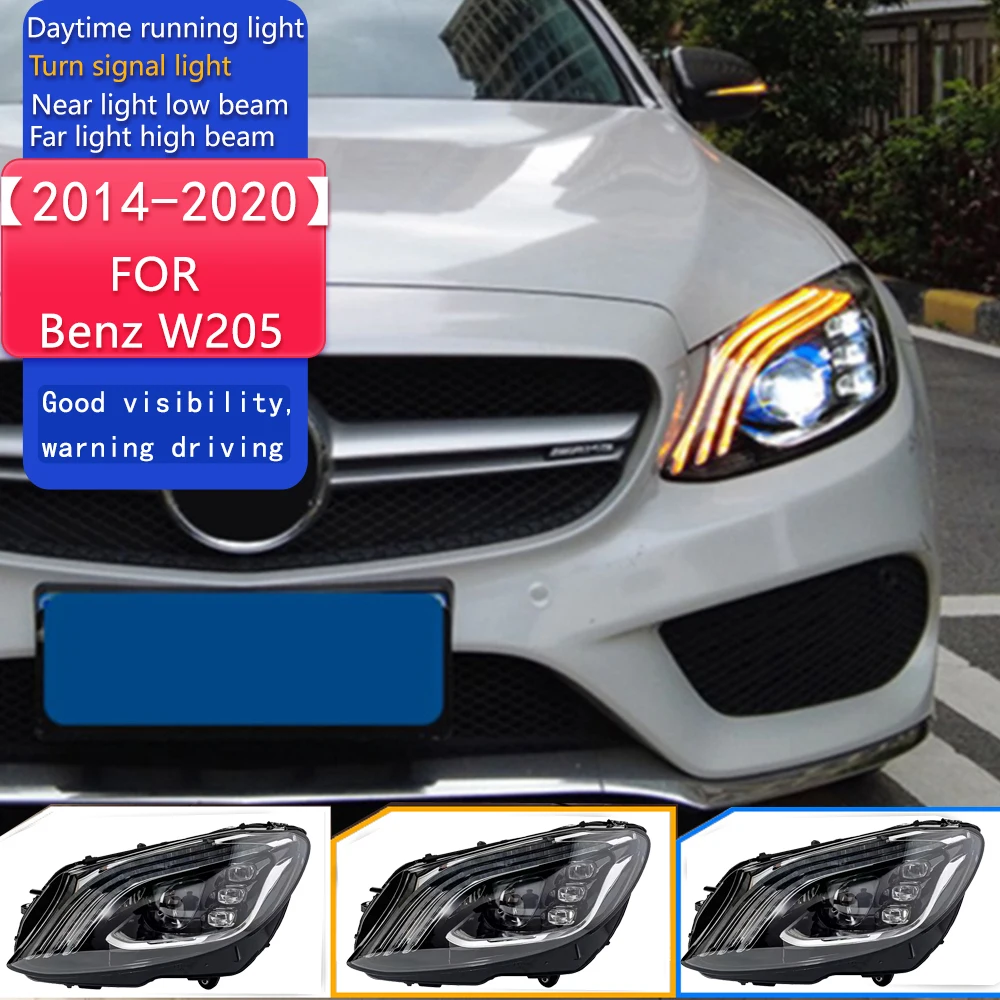 

Автомобильные фары для Benz W205, светодиодные фары, линзы проектора 2014-2020 C180 C200 C260 C300 DRL, автомобильные аксессуары