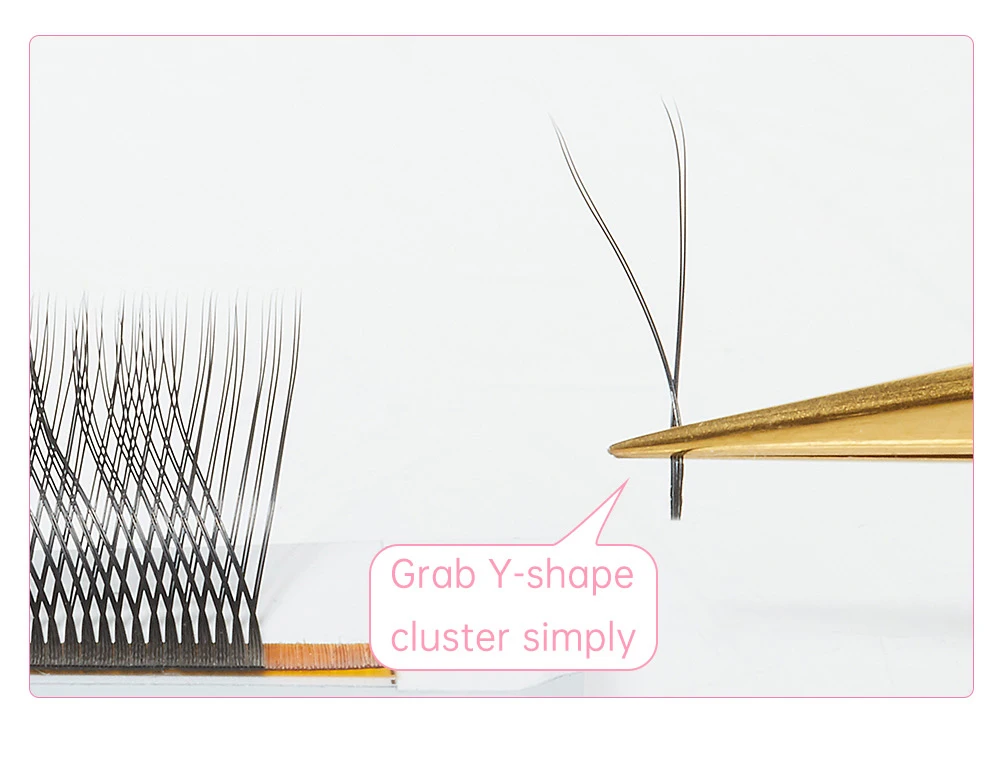 Yelix YY-Shape L-Curl Geflochtene Wimpernverlängerungen Y-Typ Fächer-Trays Salonbedarf und Großhandelsbestellungen Weiche Doppelspitzen – Detail 3
