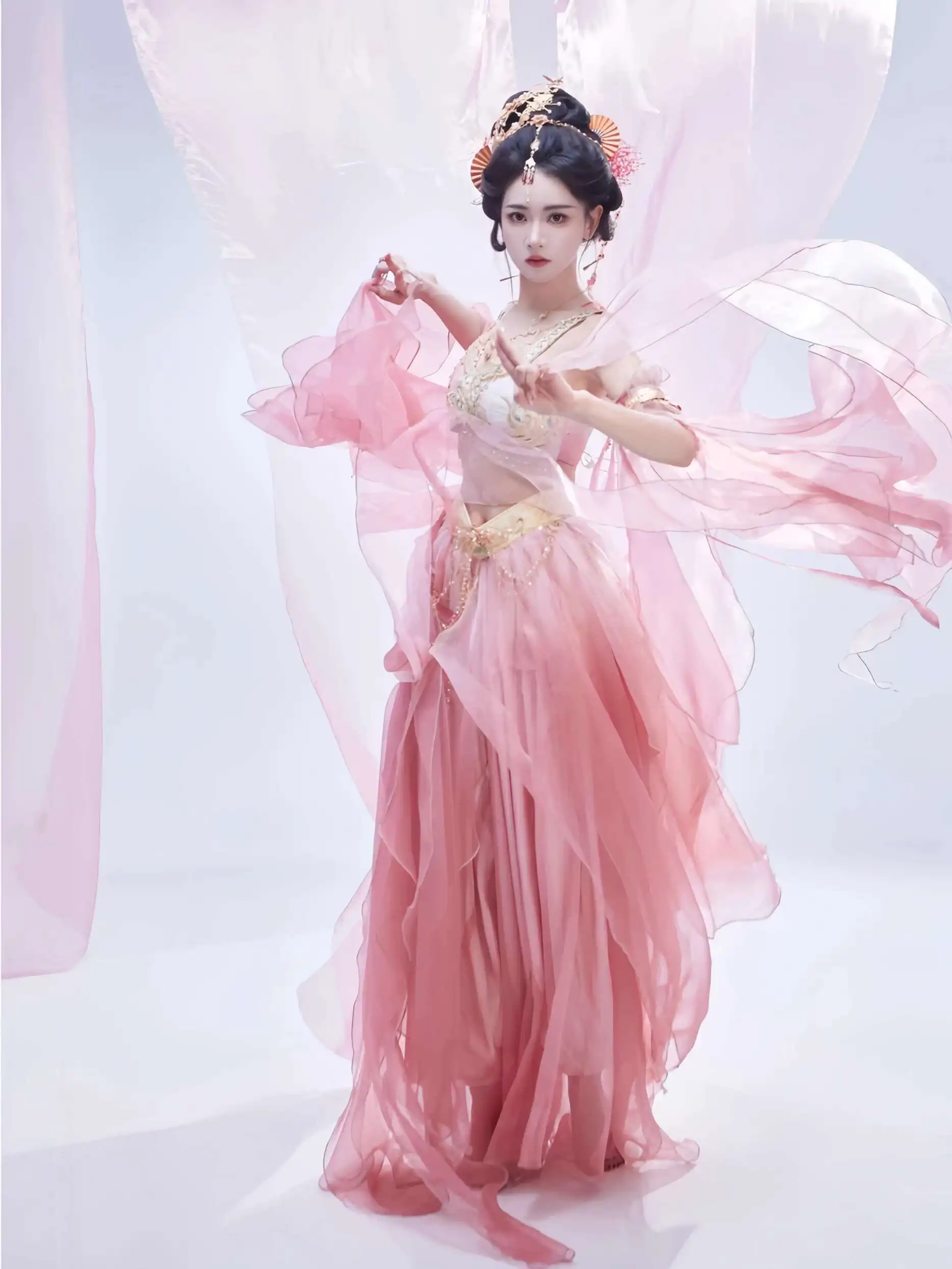 

Feitian Pink Exotic Style Western Region Girl Fairy-like Elegant Hanfu Photo Shoot Travel Dance Performance Costume