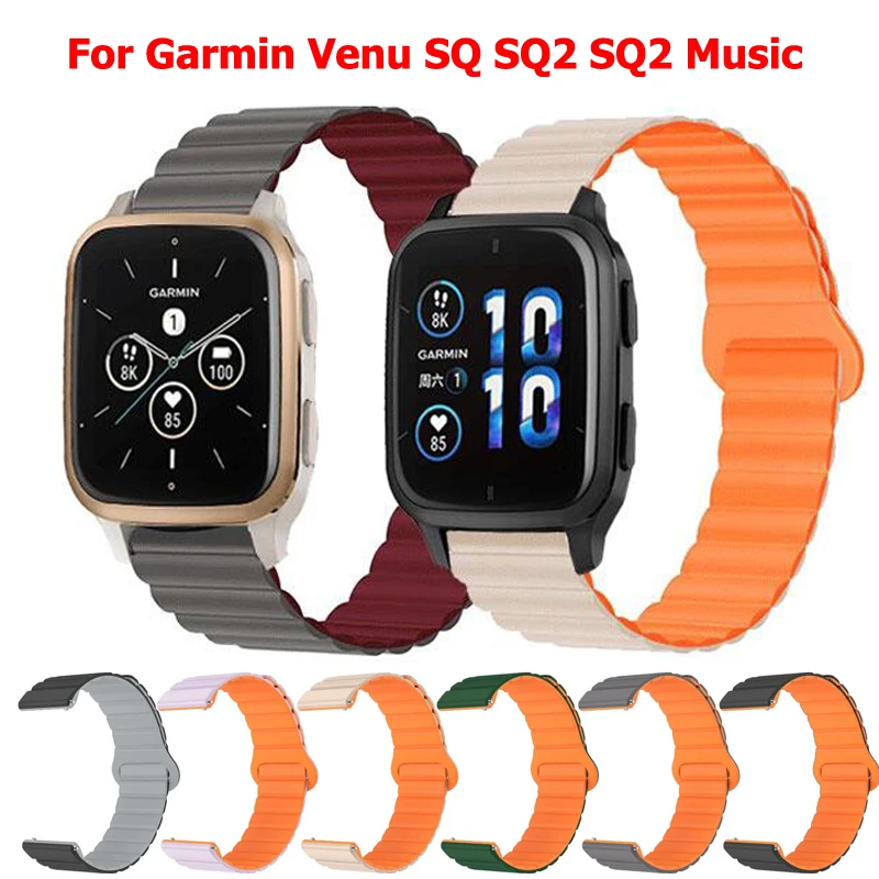 Correa magnética de silicona de 20mm para reloj inteligente Garmin Venu SQ SQ 2, pulsera para reloj de música Garmin Venu SQ