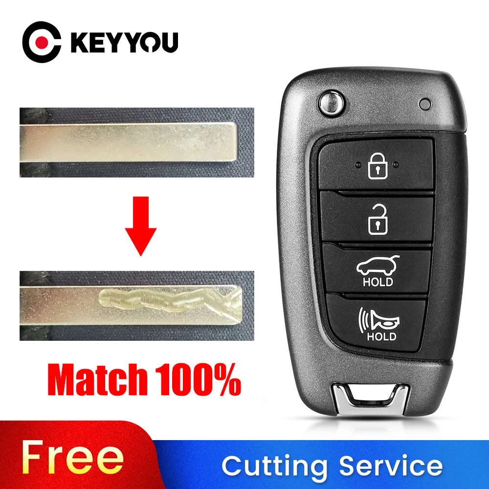 

KEYYOU с режущей способностью, складной откидной смарт-пульт дистанционного ключа для HYUNDAI Tucson Elantra Accent Solaris Kona Verna 2017+