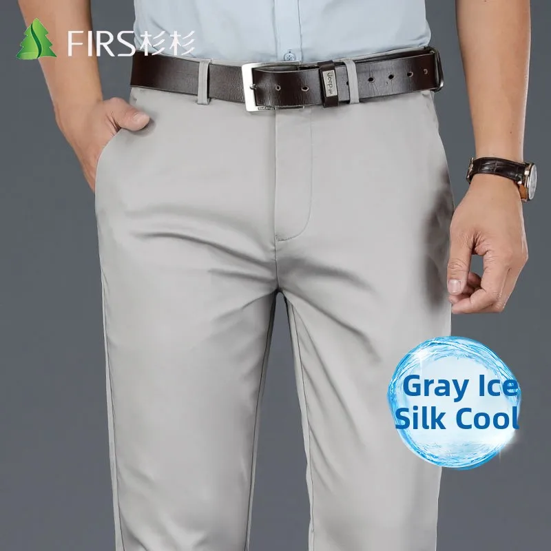 

Busin повседневные мужские летние крутые тонкие прямые эластичные длинные брюки из лиоцелла, одежда для отдыха без глажки