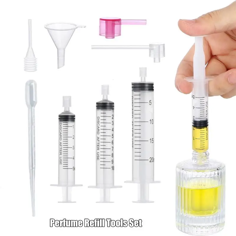Parfüm-Nachfüllwerkzeug-Set: Kunststoff-Diffusor, Spritze, Strohhalm, Tropfer, Trichter, Sprühflasche, erforderliche Kosmetikwerkzeuge, Pumpenextraktor – Detail 3