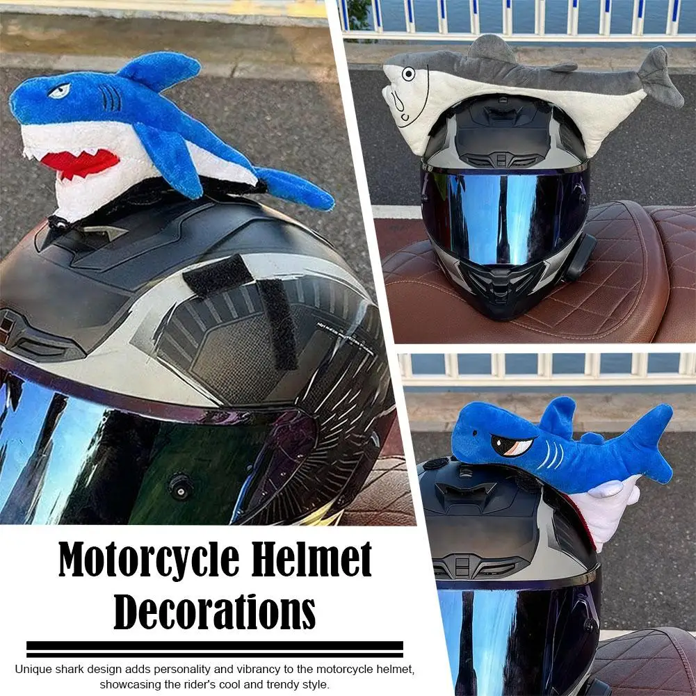 Motorcycle Helmet Shark Decoration Plush Shark Helmet Accessories Personalized Helmet Style Rider Personality Display Accessory