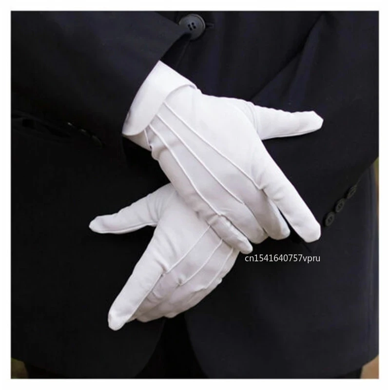 1Pair White Cotton Inspection Work Gloves Women Men Household Gloves Coin Jewelry Lightweight Gloves Serving/Waiters/drivers