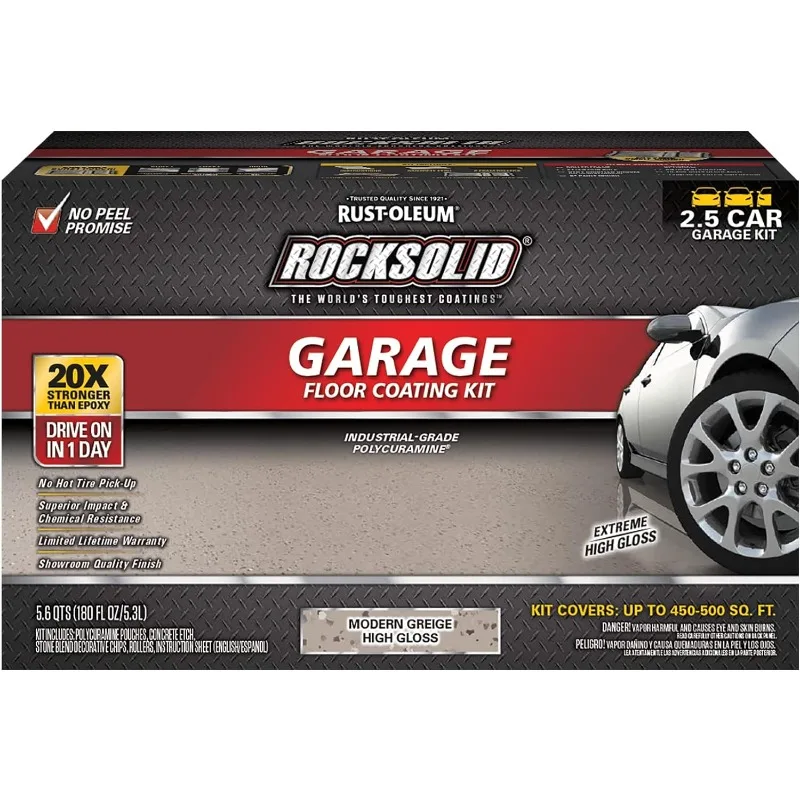 

RockSolid Polycuramine 2.5 Car Garage Floor Coating Kit, Modern Greige, 180 Fl Oz (Pack of 1) garden shed US(Origin)