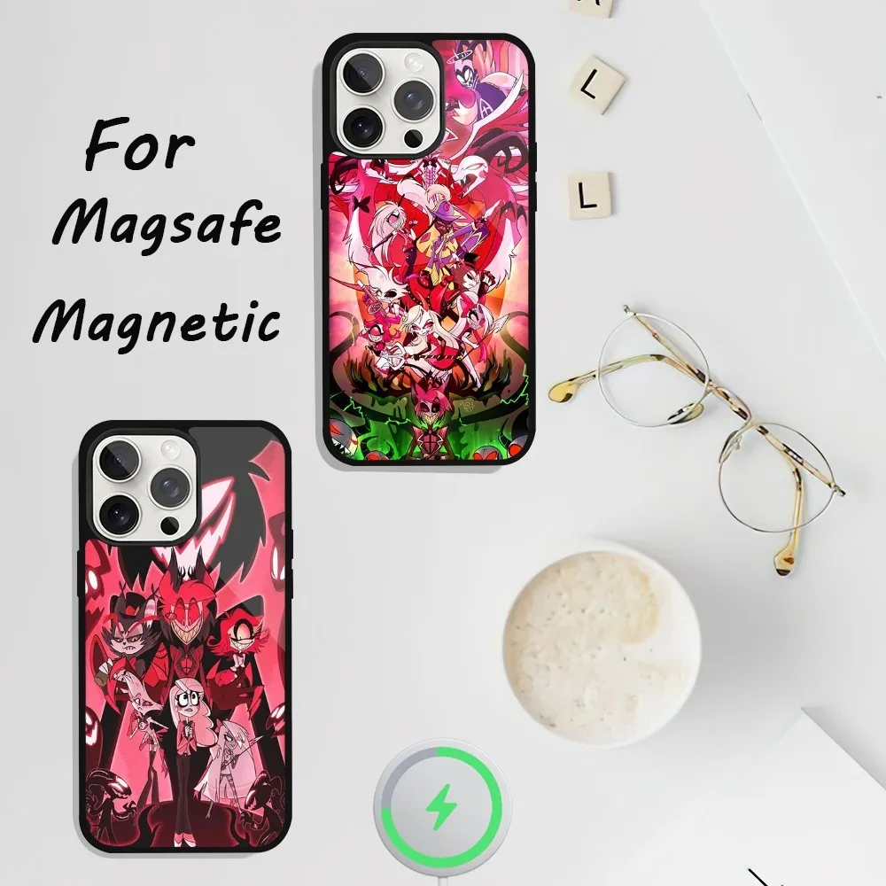 Cartoon H-Hazbin H-HotelS Phone Case For iPhone 11 13 12 14 15 Plus Max Pro Magsafe Magnetic Wireless Charging shell