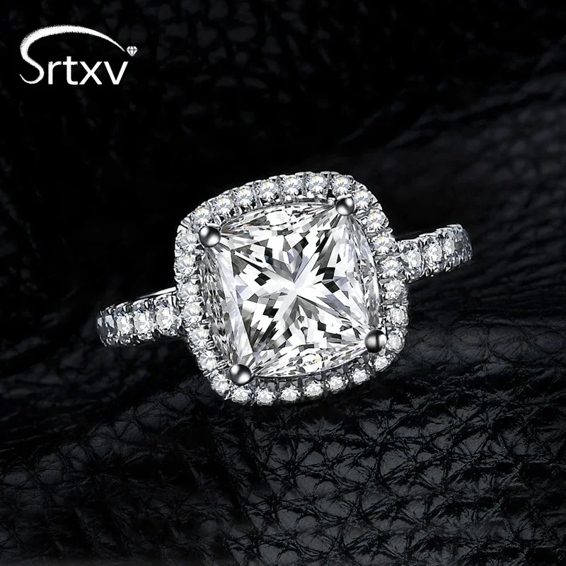 

Real VVS1 3CT Square Moissanite Rings for Women 925 Sterling Silver Wedding Promise Band Engagement Birthday Party Gifts Jewelry