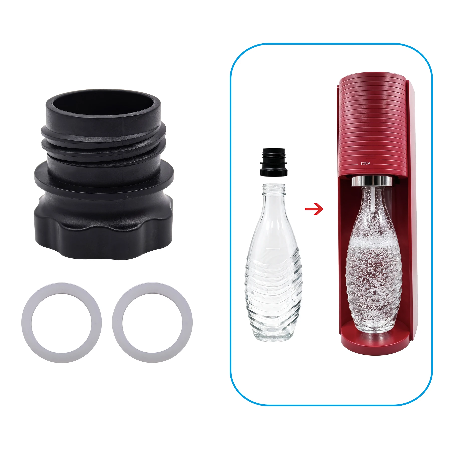 0.7L Crystal Glass Bottle Adapter for Sparkling Water Maker, Terra, DUO, ART, Gaia, Fizzi, G100, for Sodastream Soda Maker