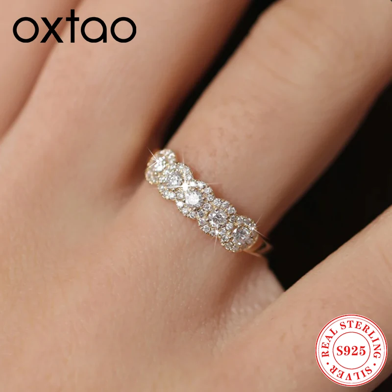 

Классическое кольцо OXTAO с пятью цветами, женское кольцо из стерлингового серебра 925 пробы, 2,5 мм, муассанит Halo, классическое обручальное кольцо, ювелирные изделия с сертифицированным