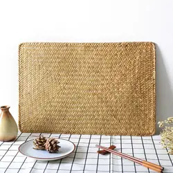 Sea Grass Place Mat Rectangular Placemats Hand-woven Rattan Placemats Dining Potholder Heat Resistant Table Mat Table Decoration