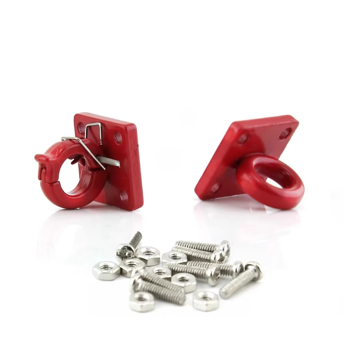 2Pcs Metal Red Tow Hook Bumper D-ring Scale Accessories for 1/10 RC Crawler Car TRX-4 Axial SCX10 90046 Upgrade Parts