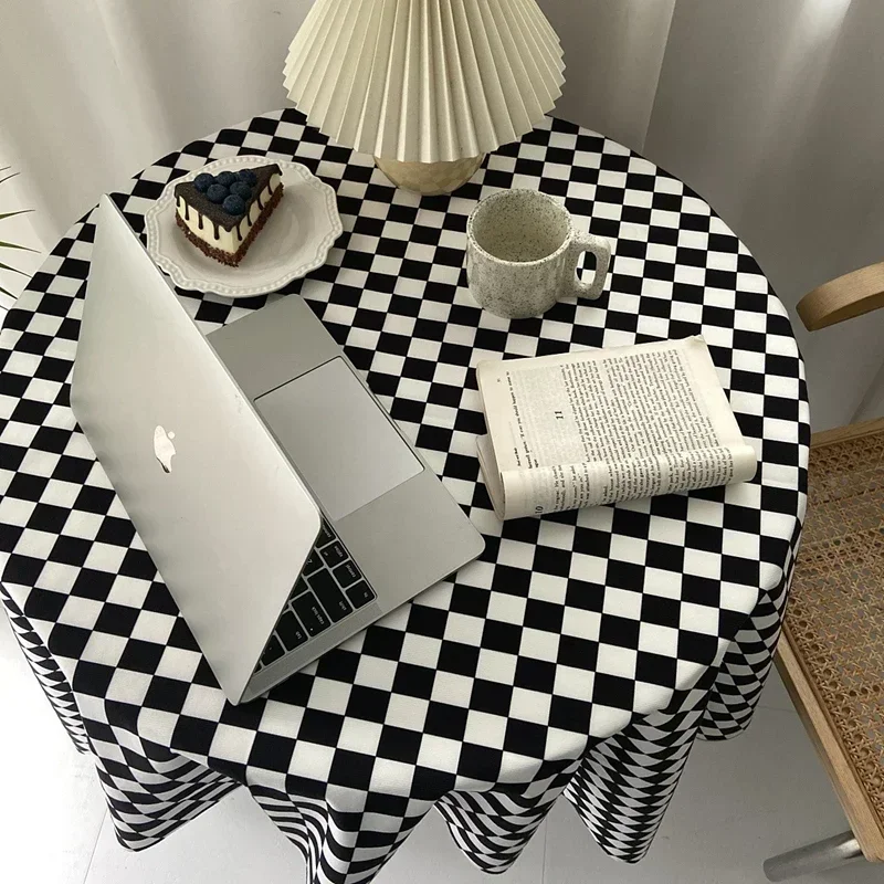 

Classic Checkerboard Tablecloth Dining Table Cloth Jacquard Fabric Desk Table Cloth Bedroom Living Room Desktop Decoration 식탁보