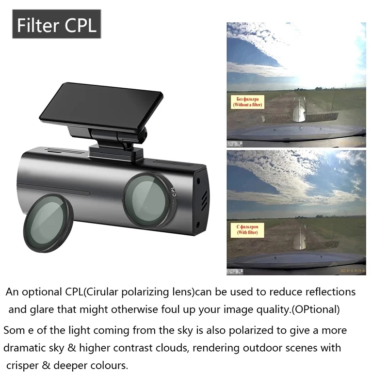 for DDPAI N1 Dual Dash Cam CPL Filter HD Lens Dust Protection Anti Glare CPL Filter