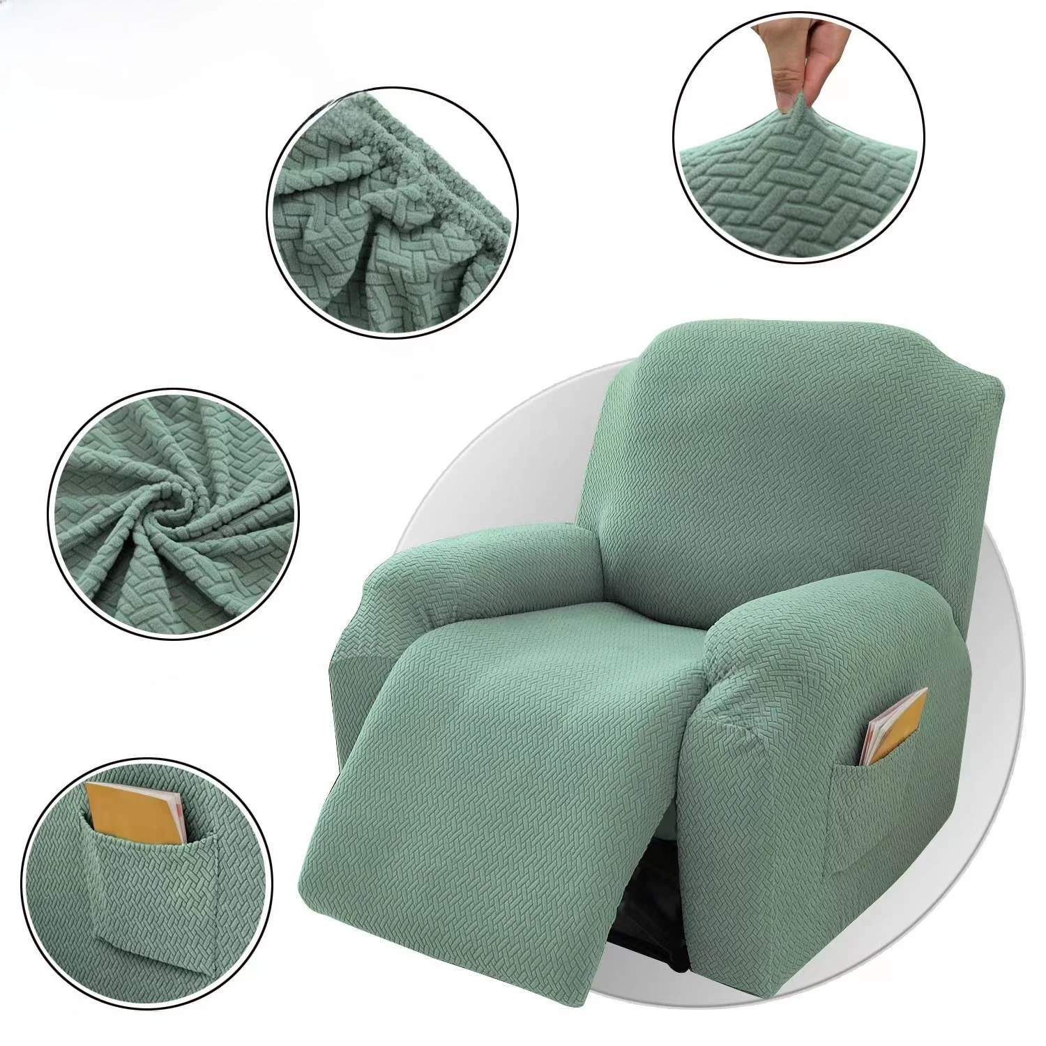

American Sle Sofa Cover Elastic Separate Full Wrap Dustproof Protection for Recliner Chair Single Fold Chair Striped Pattern