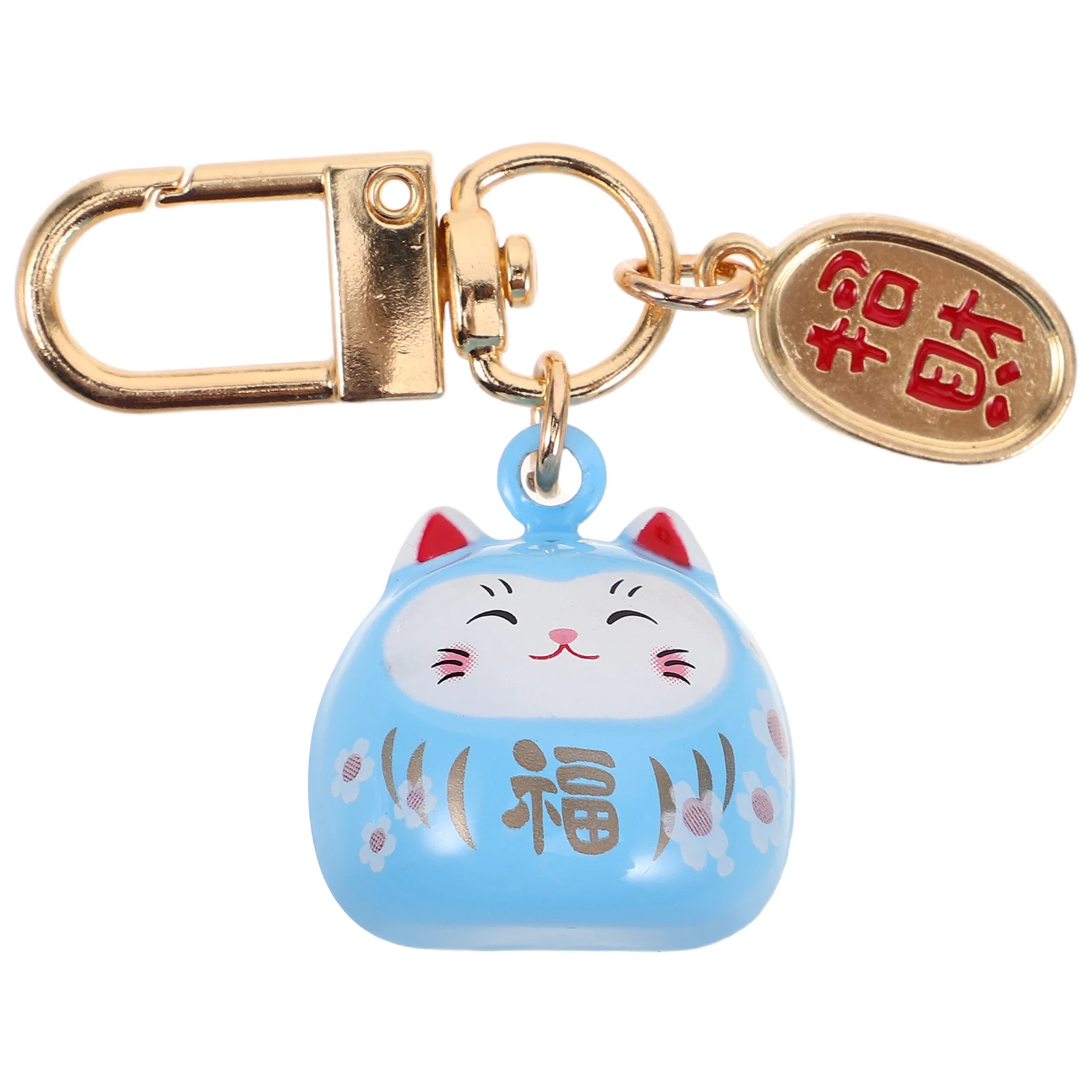 

Lucky Cat Keychain Charm with Bell Bag Straps Cartoon Animal Phone Accessories Cats Pendant Blue Color Lightweight Good Fortune
