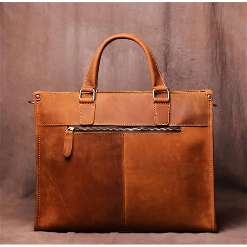 Retro Fashion Vintage Handmade Men Women Handbag Business Briefcase Cowhide Office Laptop Bag Large Capacity Messenger Bags New