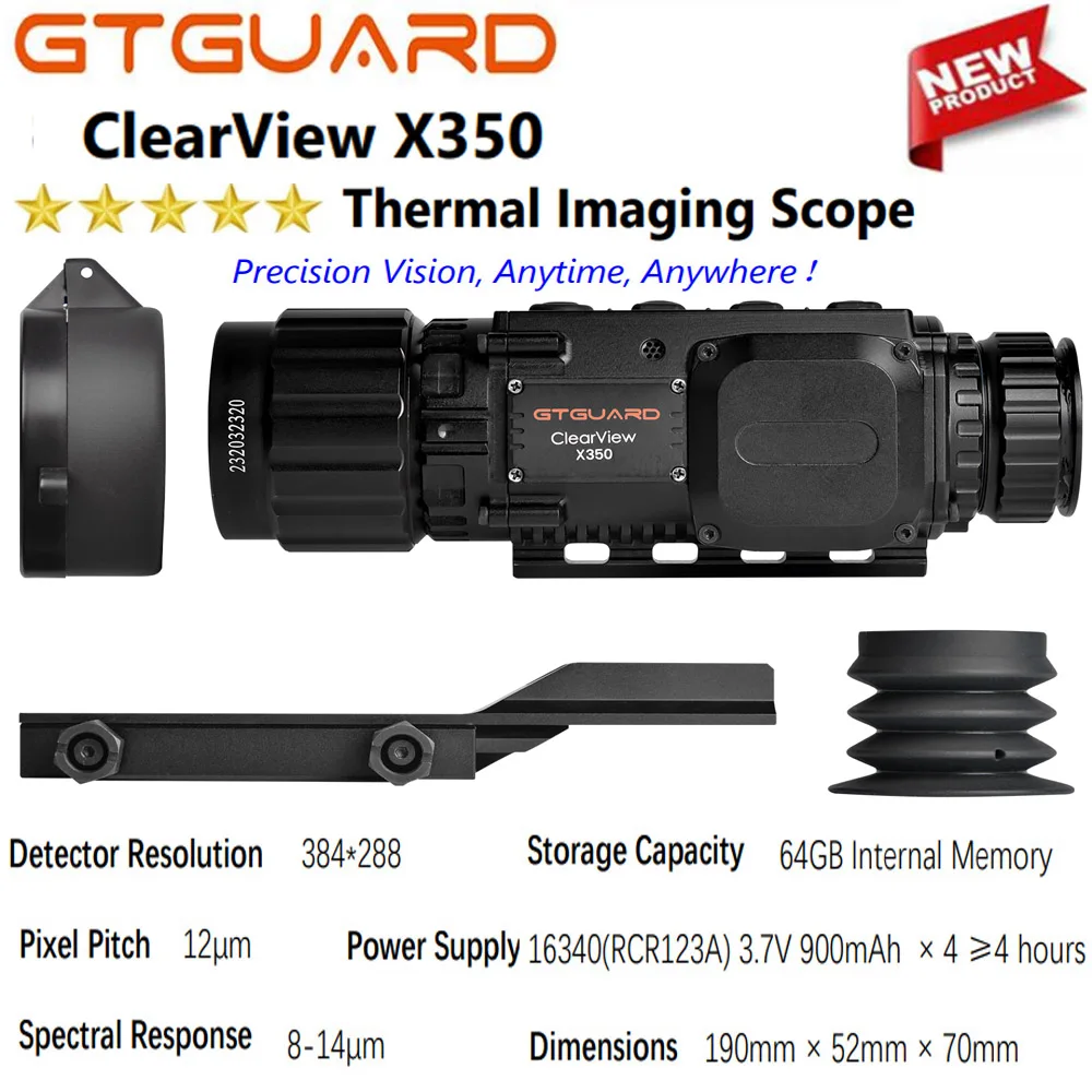 【正規品】2025年最新 GTGUARD ClearView X350 単眼鏡 サーマルイメージング ナイトスコープ 64GB WiFi 多機能暗視装置